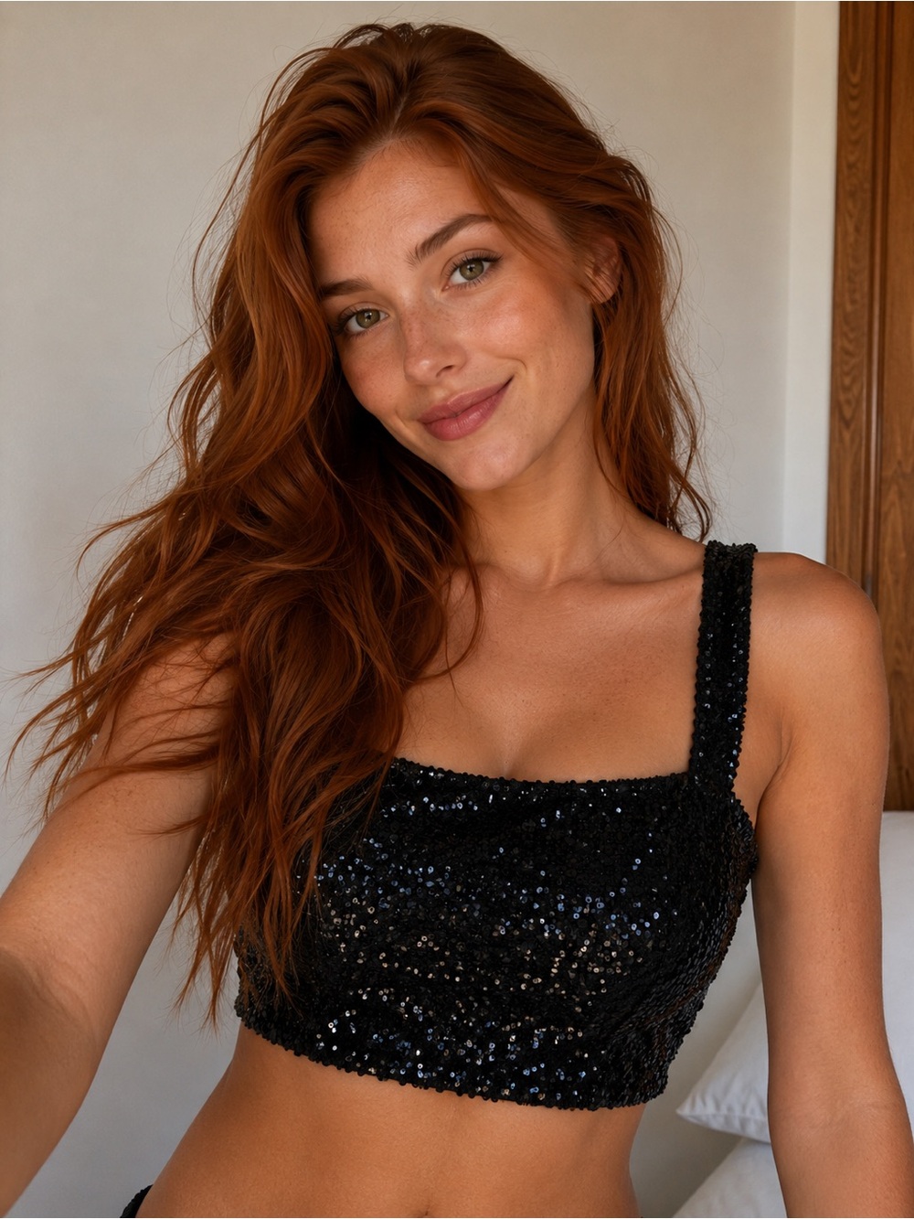 Hunter & Brown XS Black Sequin Crop Tank Top Party Club